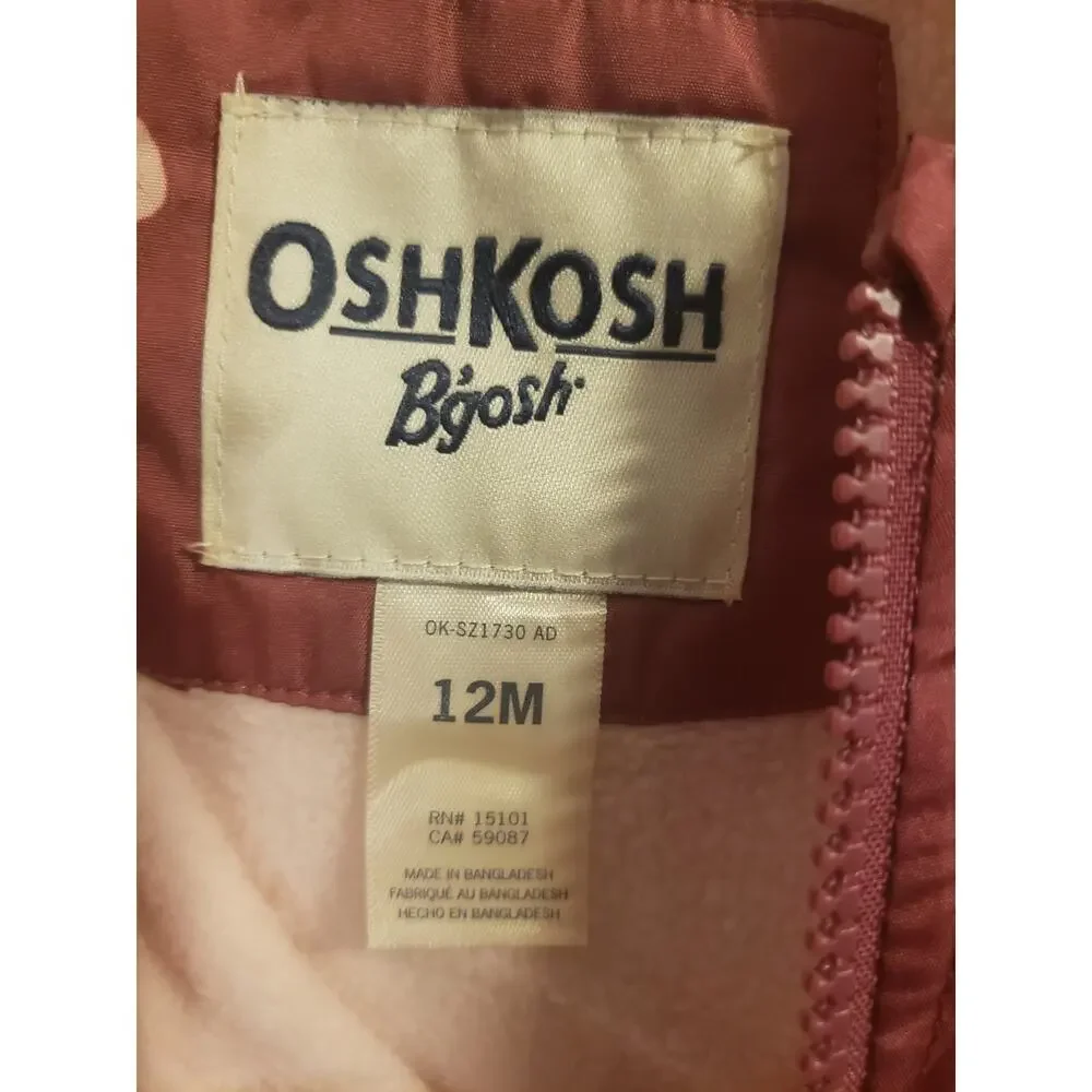 Oshkosh B'Gosh 12 Months Jacket‎ Heart Print Two-tone Pink NWT